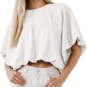 White relaxed cropped t-shirt